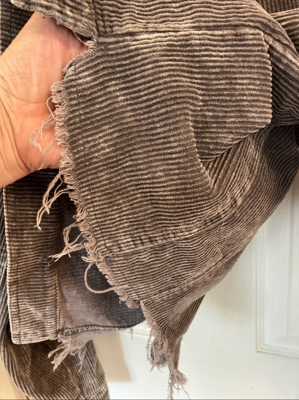 POL Cropped Corduroy Distressed Jacket in Taupe Gray - Picture 6 of 9